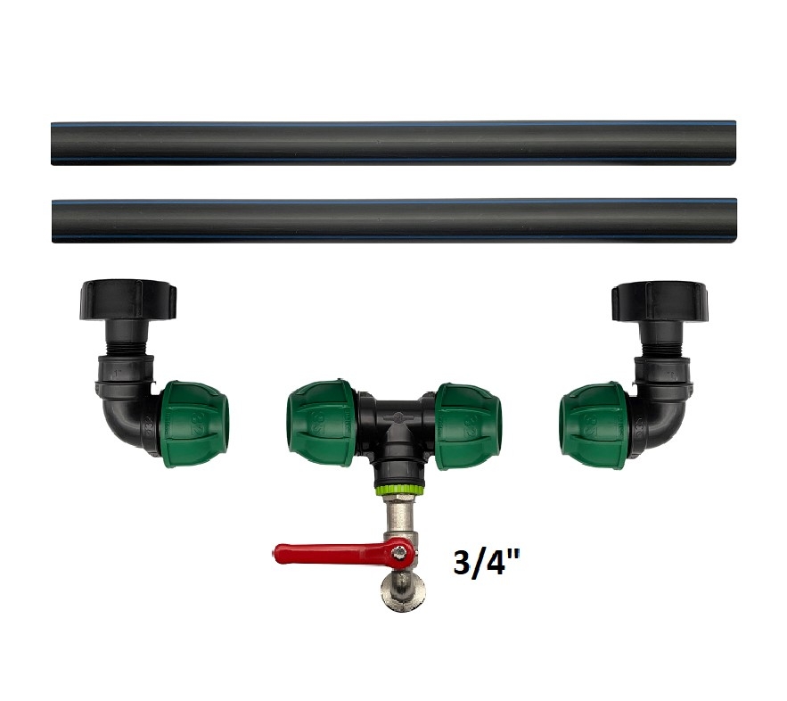 Pripojenie k 2 nádobám IBC s 3/4" záhradným hrdlom