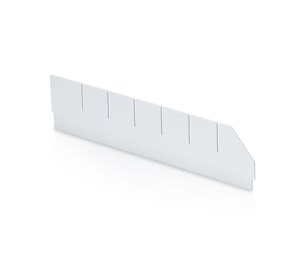 Pozdĺžna prepážka s výrezmi pre regálový skladový box - 40x9 cm